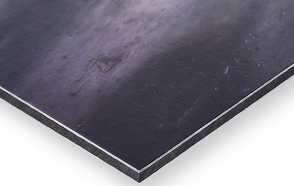 Aluminium dibond: Detailfoto van het materiaal